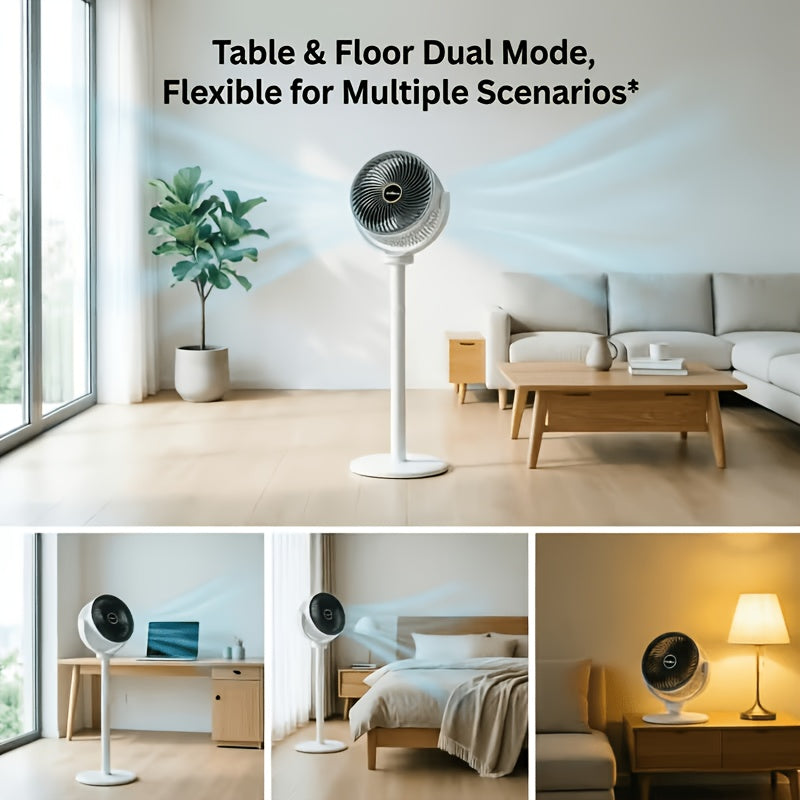 All-In-One Adjustable Floor Fan | 5 Wind Speeds, USB Charging Port, 360 Degree Adjustment, Three-Fan Design, High Power, Large Capacity Battery, Great Partner for Home, Bedroom, Living Room, Camping, Fishing, Work