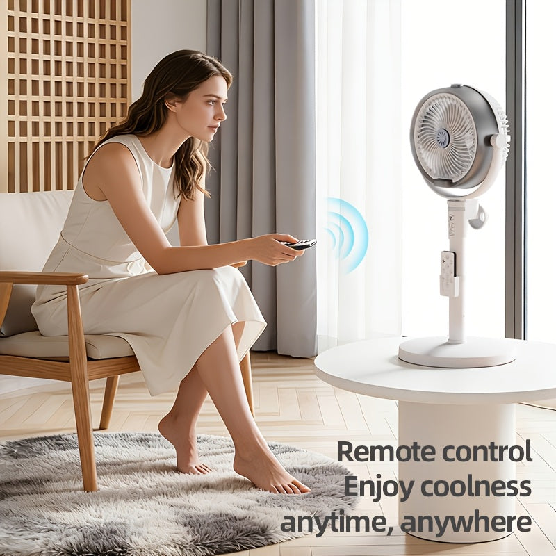 Modern 3-In-1 Humidifying Misting Floor Fan, 3-Level Height Adjustable Pedestal Fan W\u002F Remote, Auto-Oscillating Cooling Fan, 4-Speed Powerful Quiet Motor, 9H Smart Timer, Arctic Ice Mist Air Circulator for Home Bedroom Office, Sleek Design