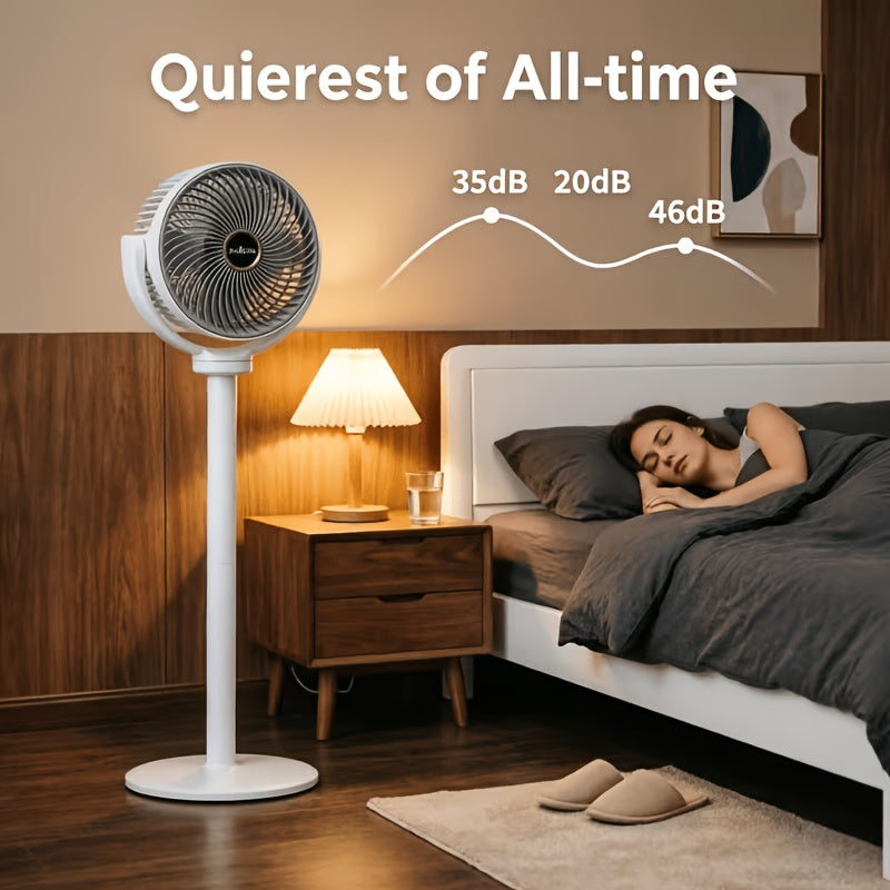 All-In-One Adjustable Floor Fan | 5 Wind Speeds, USB Charging Port, 360 Degree Adjustment, Three-Fan Design, High Power, Large Capacity Battery, Great Partner for Home, Bedroom, Living Room, Camping, Fishing, Work