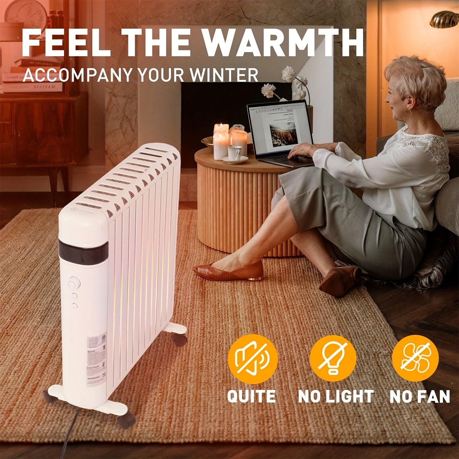 Space Heater, Convection Panel Space Heater, 1500W, Electric Space Heaters For Indoor Use, Quiet Fast Heating With Wheels & Handle, Overheat & Tip Over Protection, 2 Heating Modes For Room Office