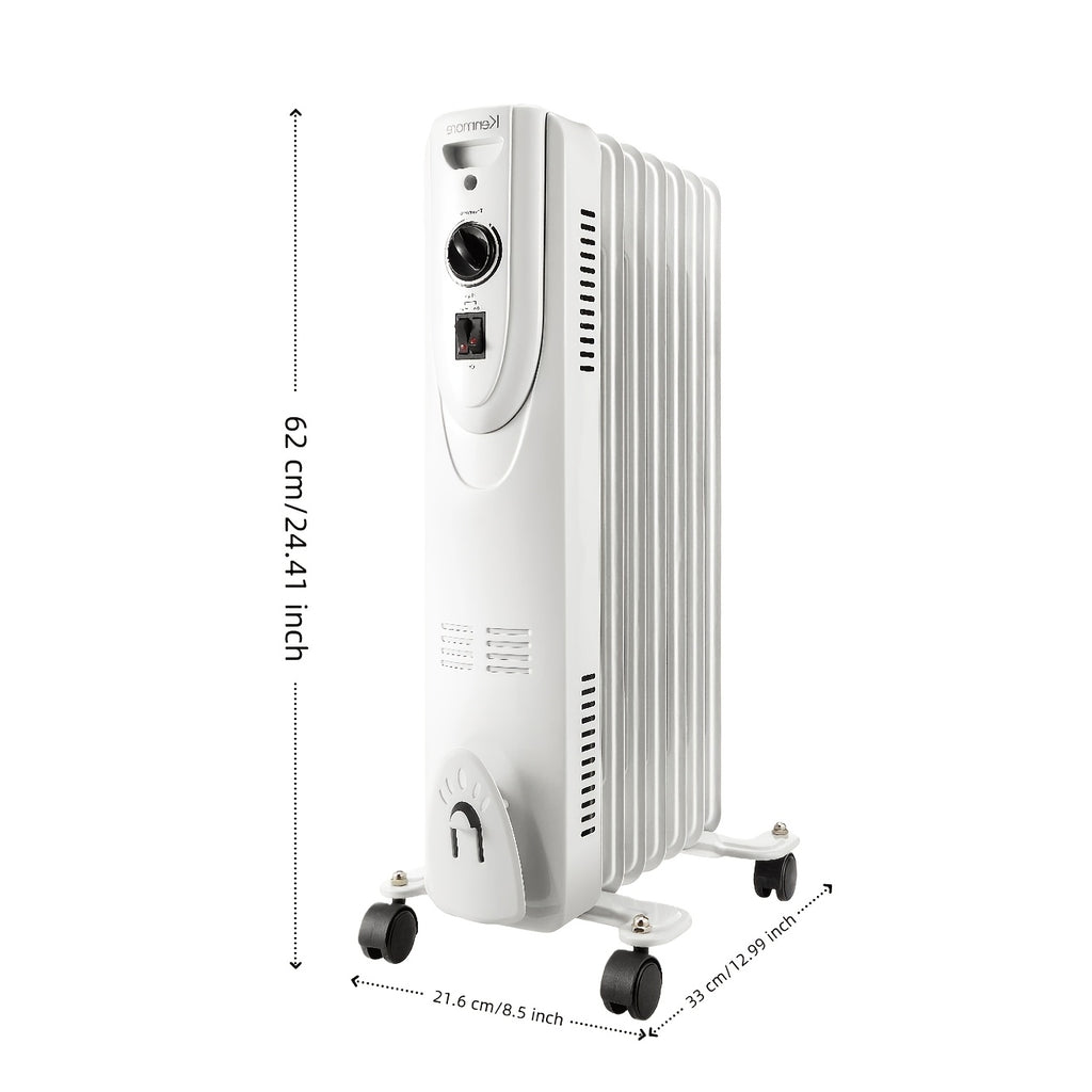 Portable Large Ceramic Oil-Filled Radiator Heater 1600W Adjustable Thermostat, Fast Heating & Constant Temperature, 24-Hour Timer, Quiet & Anti-Scald, Tip-Over & Overheat Protection, Perfect for Large Rooms, Living Rooms, Patios, Bedrooms And Offices