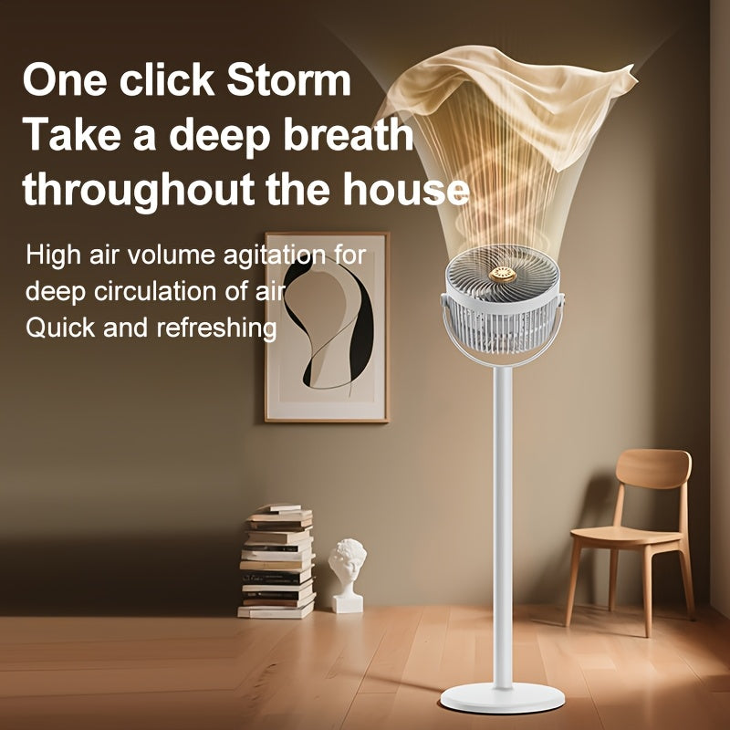 Adjustable Height Fan, 5 Speed Settings, Type-C Charging Port Lithium Battery Powered, Air Circulation Device, Modern Fan USB Charging Port