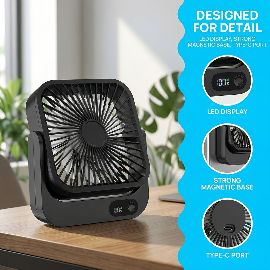 2 Pack Cruise Ship Approved Magnetic Fan 5000mAh Rechargeable & Plug-In, 5-Speed Adjustable, Quiet Operation, 5-12 Hour Battery Life, Travel & Cruise Essentials 2026
