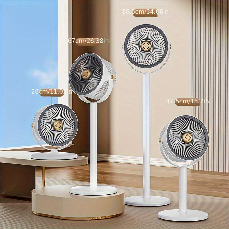 Adjustable Height Fan, 5 Speed Settings, Type-C Charging Port Lithium Battery Powered, Air Circulation Device, Modern Fan USB Charging Port