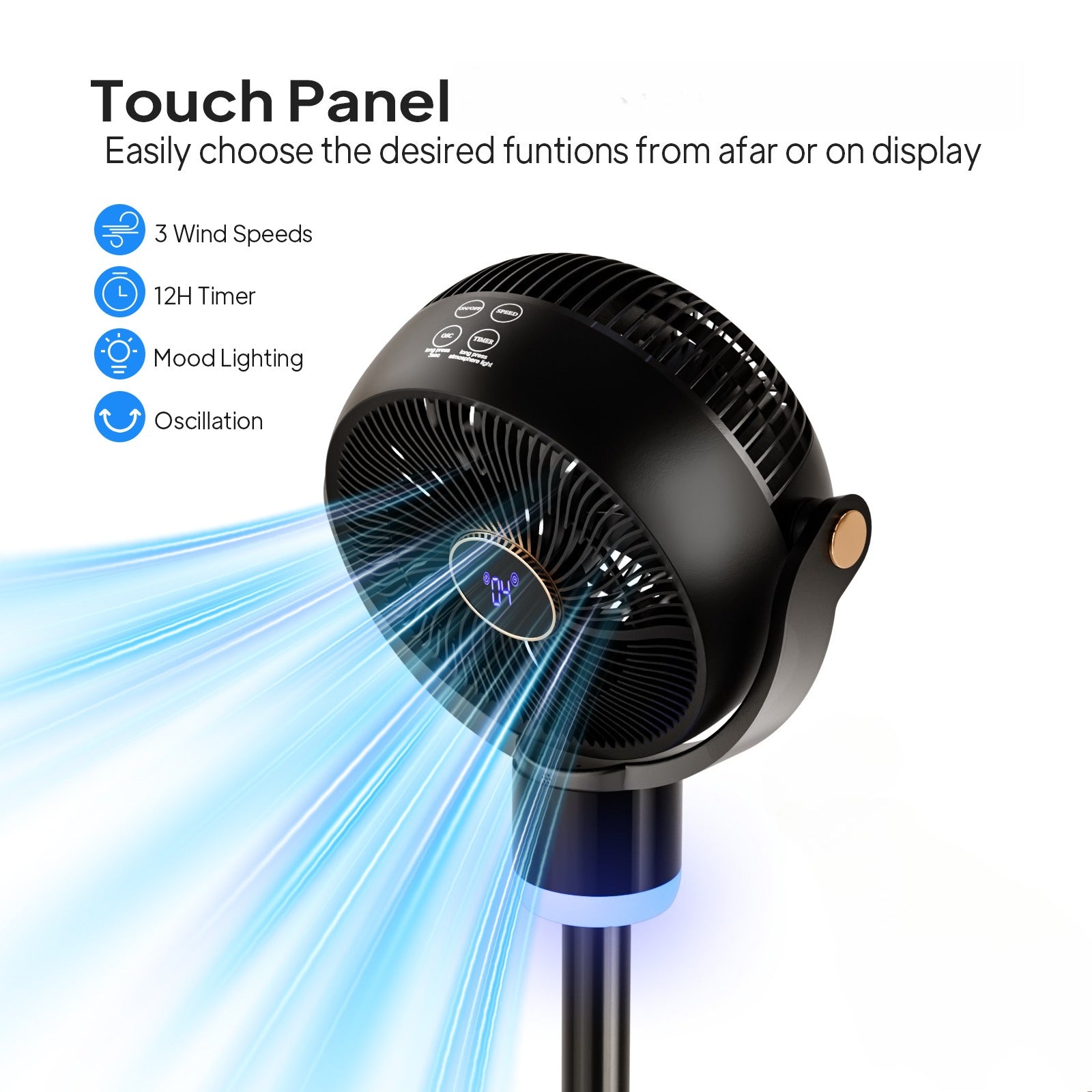 40'' Standing Fan for Bedroom, 120°+90°Omni-Directional Oscillating Fan, 3-In-1 Pedestal & Tabletop Fan with 3 Speeds, 12H Timer, Adjustable Height, Air Circulator Fan