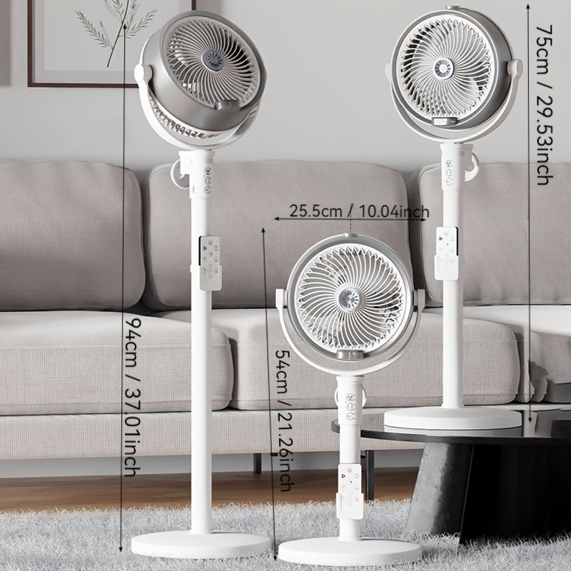 Modern 3-In-1 Humidifying Misting Floor Fan, 3-Level Height Adjustable Pedestal Fan W\u002F Remote, Auto-Oscillating Cooling Fan, 4-Speed Powerful Quiet Motor, 9H Smart Timer, Arctic Ice Mist Air Circulator for Home Bedroom Office, Sleek Design
