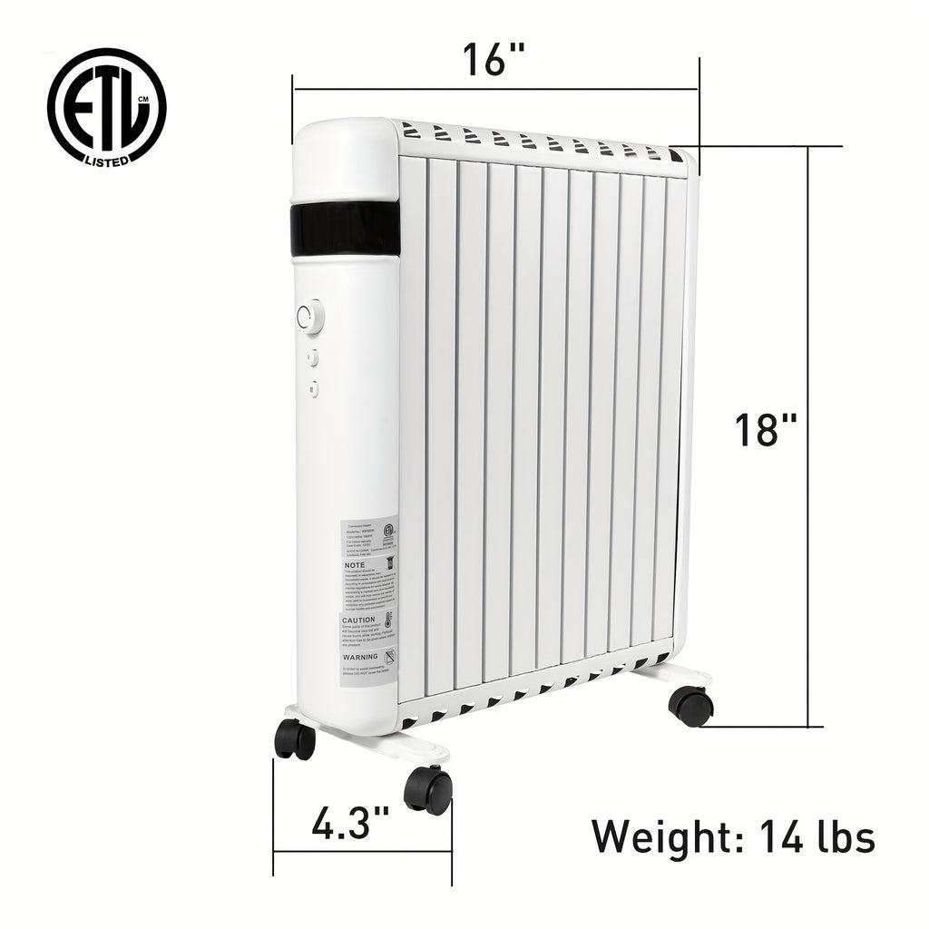 Space Heater, Convection Panel Space Heater, 1500W, Electric Space Heaters For Indoor Use, Quiet Fast Heating With Wheels & Handle, Overheat & Tip Over Protection, 2 Heating Modes For Room Office