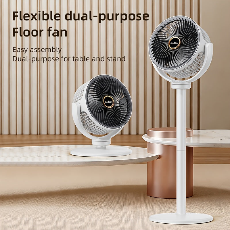 All-In-One Adjustable Floor Fan | 5 Wind Speeds, USB Charging Port, 360 Degree Adjustment, Three-Fan Design, High Power, Large Capacity Battery, Great Partner for Home, Bedroom, Living Room, Camping, Fishing, Work