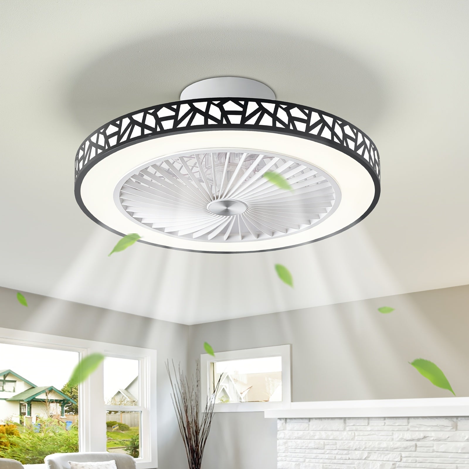 18.9inch Ceiling Fan with A Bird's Nest Texture And Deflector; 3-color, 6-speed Reversible LED Dimmable Fan; 1\u002F2\u002F4-hour Timer with Light Memory; DC Motor Operates At Less Than 35 Decibels; Promotes Air Circulation; A Bedroom Ceiling Fan for All