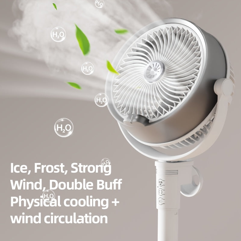 Modern 3-In-1 Humidifying Misting Floor Fan, 3-Level Height Adjustable Pedestal Fan W\u002F Remote, Auto-Oscillating Cooling Fan, 4-Speed Powerful Quiet Motor, 9H Smart Timer, Arctic Ice Mist Air Circulator for Home Bedroom Office, Sleek Design