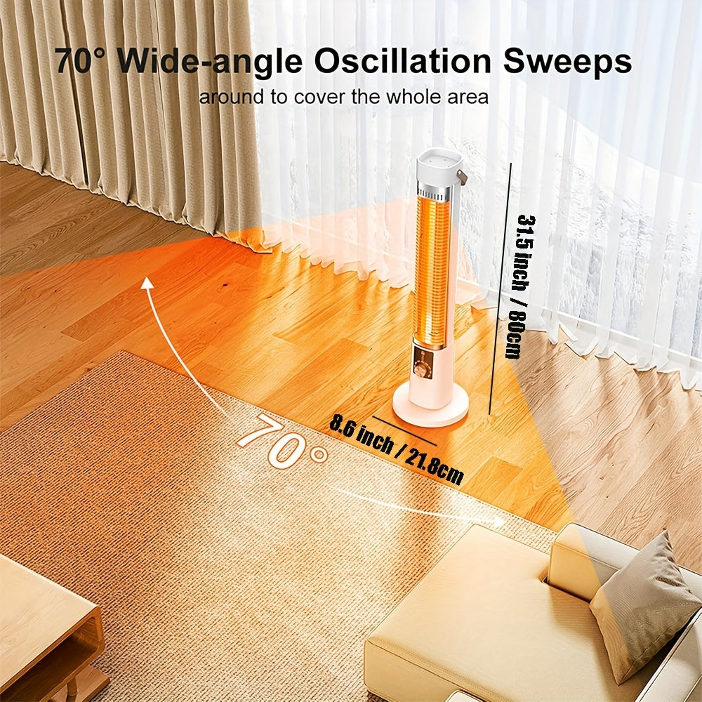 1500W Portable Infrared Heater, Indoor Outdoor Tower Space Heater with Tip-Over & Overheat Protection, 60° Oscillation, Remote Control, 12H Timer, for Patio, Living Room, Office, Nursery, Pet-Friendly