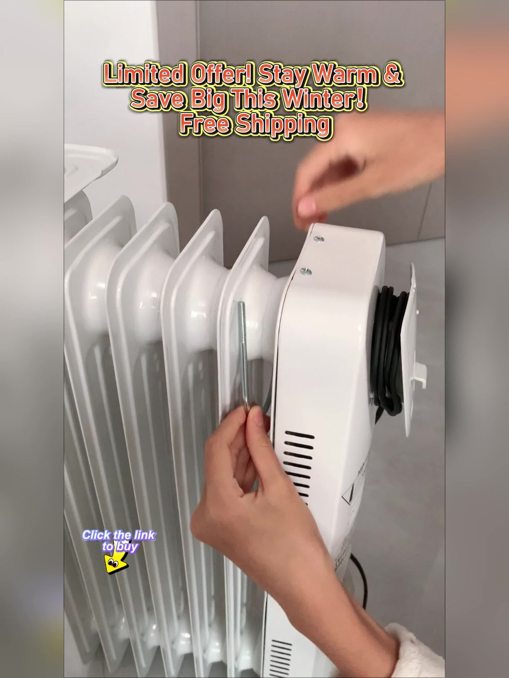 Portable Large Ceramic Oil-Filled Radiator Heater 1600W Adjustable Thermostat, Fast Heating & Constant Temperature, 24-Hour Timer, Quiet & Anti-Scald, Tip-Over & Overheat Protection, Perfect for Large Rooms, Living Rooms, Patios, Bedrooms And Offices