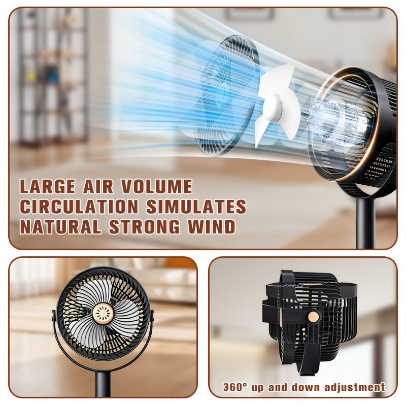 Multi-functional Fan, 2-in-1 Portable Fan, USB Rechargeable Mobile Fan, 360° Up And Down Adjustment, 5-speed Wind Adjustment, 4 Adjustable Heights, Camping Fan, Suitable for Bedroom, Outdoors, Picnic, Party, Office Back-to-school Season Holiday Gifts