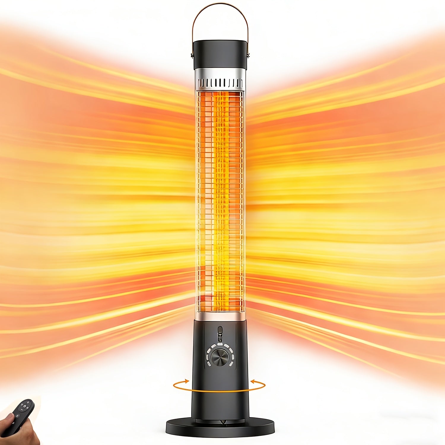 1500W Portable Infrared Heater, Indoor Outdoor Tower Space Heater with Tip-Over & Overheat Protection, 60° Oscillation, Remote Control, 12H Timer, for Patio, Living Room, Office, Nursery, Pet-Friendly