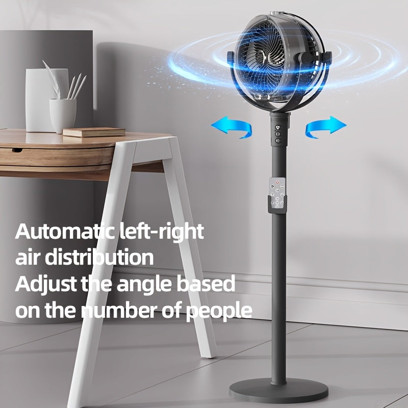 Modern 3-In-1 Humidifying Misting Floor Fan, 3-Level Height Adjustable Pedestal Fan W\u002F Remote, Auto-Oscillating Cooling Fan, 4-Speed Powerful Quiet Motor, 9H Smart Timer, Arctic Ice Mist Air Circulator for Home Bedroom Office, Sleek Design