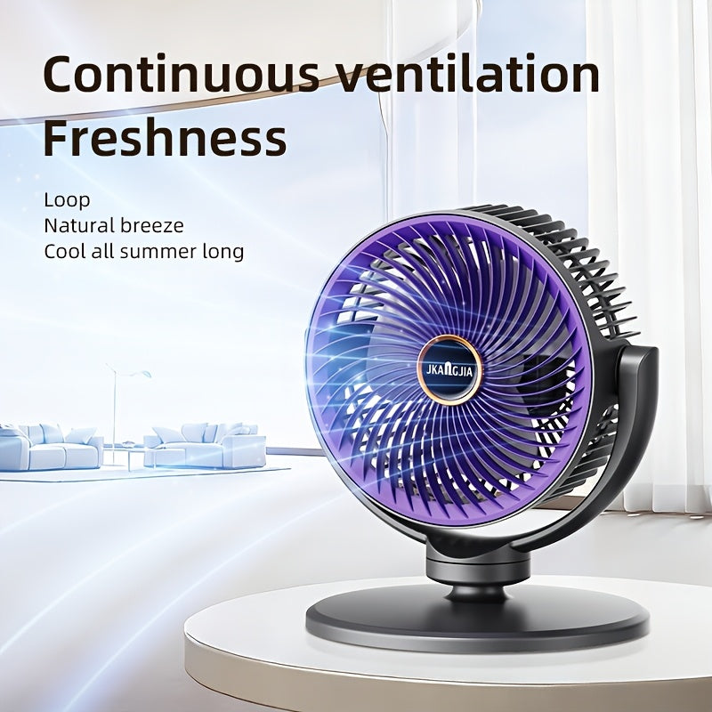 All-In-One Adjustable Floor Fan | 5 Wind Speeds, USB Charging Port, 360 Degree Adjustment, Three-Fan Design, High Power, Large Capacity Battery, Great Partner for Home, Bedroom, Living Room, Camping, Fishing, Work