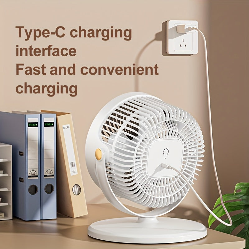 Adjustable Height Fan, 5 Speed Settings, Type-C Charging Port Lithium Battery Powered, Air Circulation Device, Modern Fan USB Charging Port