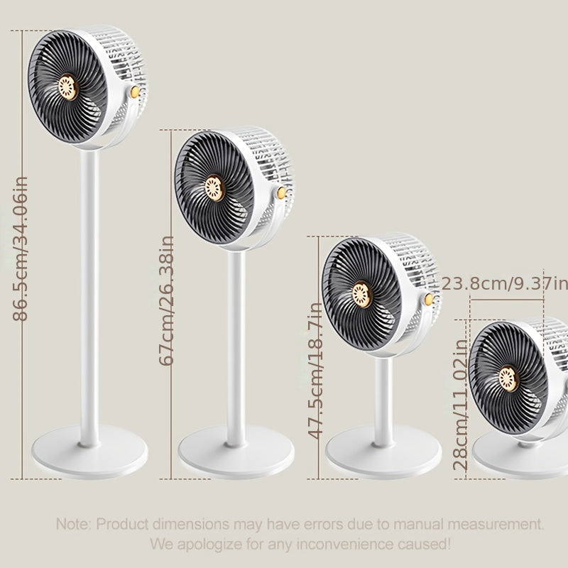 Adjustable Height Fan, 5 Speed Settings, Type-C Charging Port Lithium Battery Powered, Air Circulation Device, Modern Fan USB Charging Port