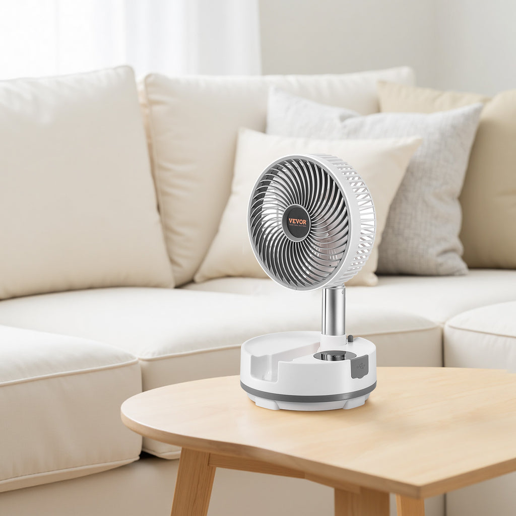 VEVOR 8 inch Foldable Rechargeable Oscillating Fan 3 in 1 Remote 8 Speeds